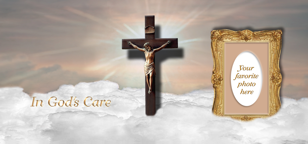 In Gods Care Clouds (Crucifix) Bronze